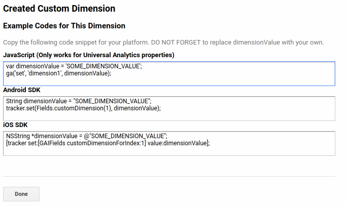 Custom Dimension (step 2)